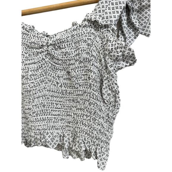 Blue Life Zamar Tie Shoulder Smocked Cropped Tank Top Ruffle Trim Size XS - Picture 3 of 7